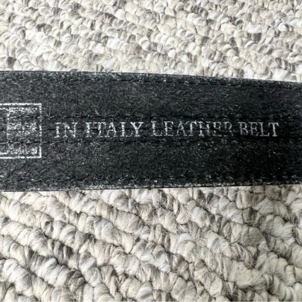 Black Italian leather belt square buckle 36-38